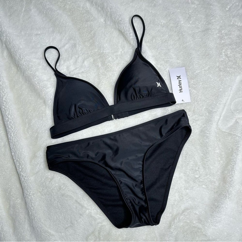 Hurley two piece bikini black neutral classic contemporary normcore beach casual